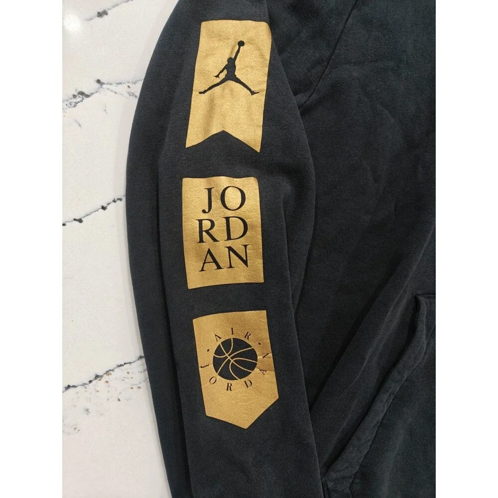 NIKE AIR JORDAN REMASTERED PULLOVER MEN'S HOODIE Gold Logo (AV0686 010) SIZE XL